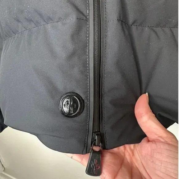 Moncler Guyane Black Down Belted Puffer Zip Jacket 5 / XL